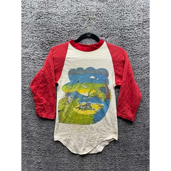 Vintage 80's YES Concert Concert Tour Graphic Raglan T-Shirt Red White Size‎ S